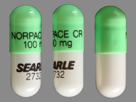 SEARLE 2732 NORPACE CR 100 MG: (0025-2732) 12 Hr Norpace 100 mg Extended Release Capsule by G.d. Searle LLC Division of Pfizer Inc