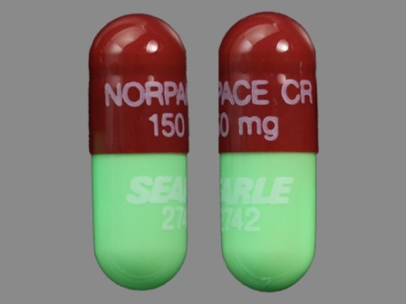 SEARLE 2742 NORPACE CR 150 MG: (0025-2742) 12 Hr Norpace 150 mg Extended Release Capsule by G.d. Searle LLC Division of Pfizer Inc