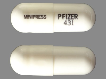 Pfizer 431 Minipress: (0069-4310) Minipress 1 mg Oral Capsule by Pfizer Laboratories Div Pfizer Inc