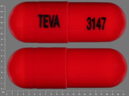 TEVA 3147: Cephalexin (As Cephalexin Monohydrate) 500 mg Oral Capsule