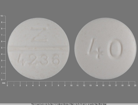 40 Z 4236: (0093-4236) Nadolol 40 mg Oral Tablet by Teva Pharmaceuticals USA Inc