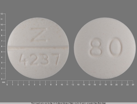 80 Z 4237: (0093-4237) Nadolol 80 mg Oral Tablet by Teva Pharmaceuticals USA Inc