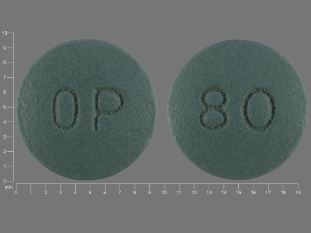OP 80: Oxycodone Hydrochloride 80 mg Oral Tablet, Film Coated, Extended Release