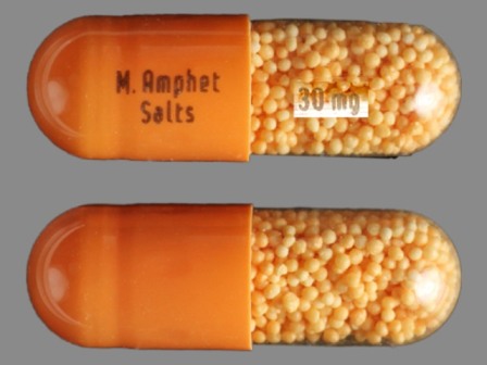 M Amphet Salts 30 mg: (0115-1333) Amphetamine Aspartate 7.5 mg / Amphetamine Sulfate 7.5 mg / Dextroamphetamine Saccharate 7.5 mg / Dextroamphetamine Sulfate 7.5 mg 24 Hr Extended Release Capsule by Physicians Total Care, Inc.