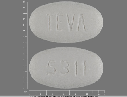 TEVA 5311: (0172-5311) Ciprofloxacin 250 mg (As Ciprofloxacin Hydrochloride 297 mg) Oral Tablet by Ivax Pharmaceuticals, Inc.