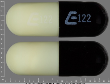 E122: (0185-0122) Nitrofurantoin 100 mg (Nitrofurantoin Macrocrystals 25 mg / Nitrofurantoin Monohydrate 75 mg) Oral Capsule by Redpharm Drug Inc.