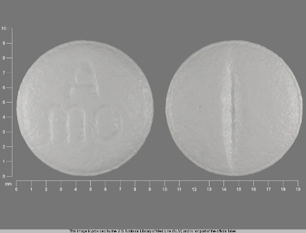 A mo, white, round, tablet