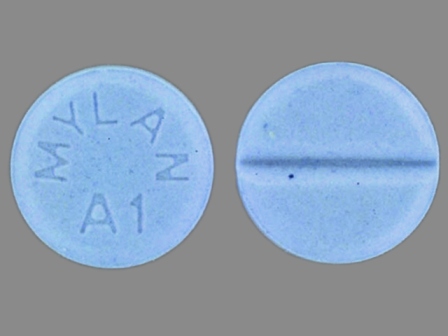 Round blue tablet, MYLAN A1
