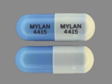 Mylan 4415 blue and white capsule