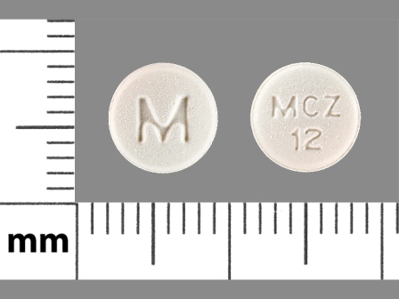 M MCZ 12: (0378-5485) Meclizine Hydrochloride 12.5 mg Oral Tablet by Mylan Institutional Inc.