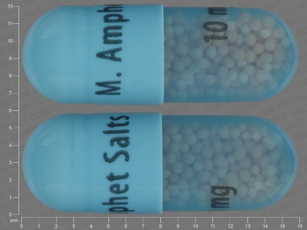 M Amphet Salts 10 mg: (0555-0787) Amphetamine Aspartate 2.5 mg / Amphetamine Sulfate 2.5 mg / Dextroamphetamine Saccharate 2.5 mg / Dextroamphetamine Sulfate 2.5 mg 24 Hr Extended Release Capsule by Barr Laboratories Inc.
