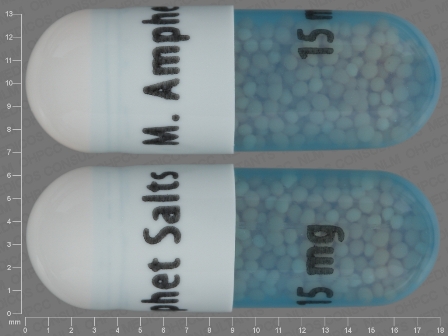 M Amphet Salts 15 mg: (0555-0791) Amphetamine Aspartate 3.75 mg / Amphetamine Sulfate 3.75 mg / Dextroamphetamine Saccharate 3.75 mg / Dextroamphetamine Sulfate 3.75 mg 24 Hr Extended Release Capsule by Barr Laboratories Inc.