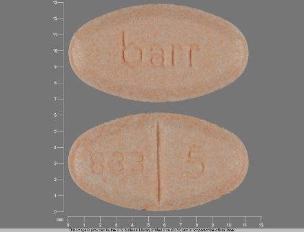 833 5 barr: Warfarin Sodium 5 mg Oral Tablet