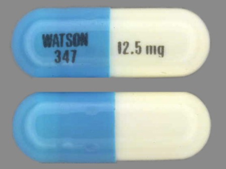 WATSON 347 and 12 5 mg: (0591-0347) Hydrochlorothiazide 12.5 mg Oral Capsule, Gelatin Coated by Blenheim Pharmacal, Inc.