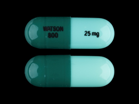 WATSON 800 25 mg: (0591-0800) Hydroxyzine Pamoate 25 mg Oral Capsule by Blenheim Pharmacal, Inc.