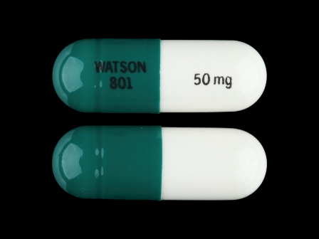 WATSON 801 50 mg: (0591-0801) Hydroxyzine Pamoate 50 mg Oral Capsule by Contract Pharmacy Services-pa