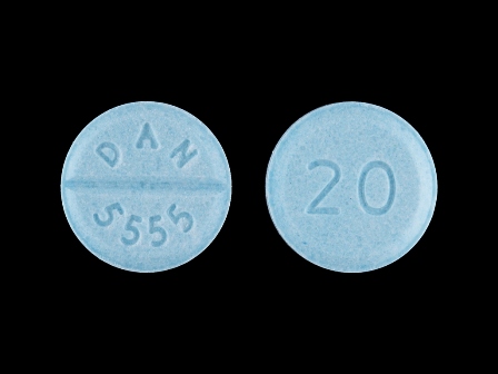 DAN 5555 20: (0591-5555) Propranolol Hydrochloride 20 mg Oral Tablet by Preferred Pharmaceuticals Inc.