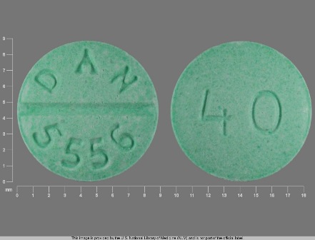 DAN 5556 40: Propranolol Hydrochloride 40 mg Oral Tablet
