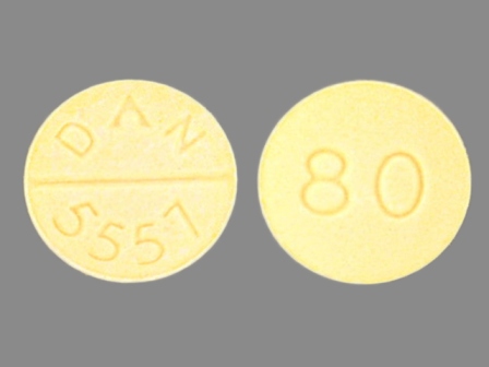 DAN 5557 80: (0591-5557) Propranolol Hydrochloride 80 mg Oral Tablet by Watson Laboratories, Inc.