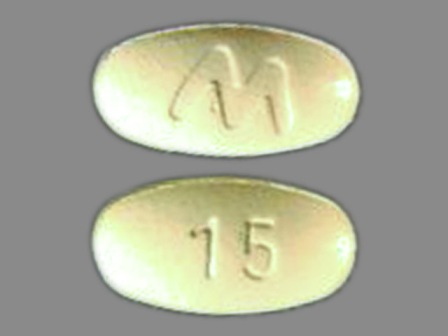 M 15 yellow tablet
