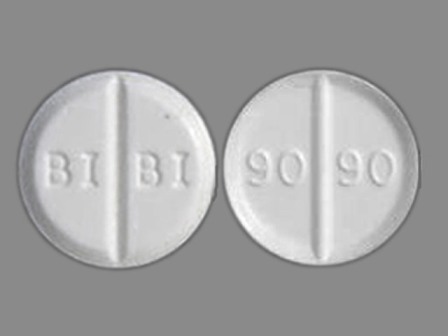 BI BI 90 90: (0597-0190) Mirapex 1 mg Oral Tablet by Boehringer Ingelheim Pharmaceuticals, Inc.