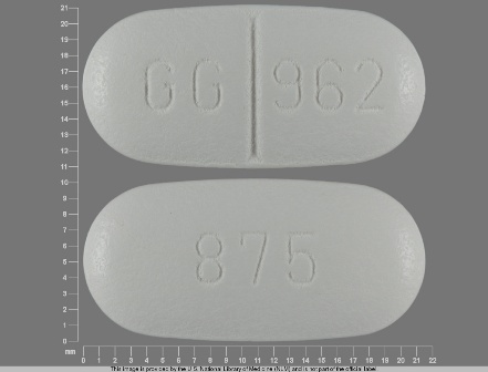 GG 962 875: (0781-5061) Amoxicillin 875 mg Oral Tablet, Film Coated by Nucare Pharmaceuticals, Inc.
