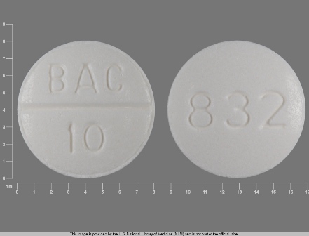 BAC 10 832: (0832-1024) Baclofen 10 mg Oral Tablet by Atlantic Biologicals Corps