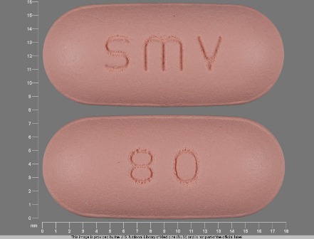 SMV 80: (16729-007) Simvastatin 80 mg Oral Tablet by Accord Healthcare, Inc.