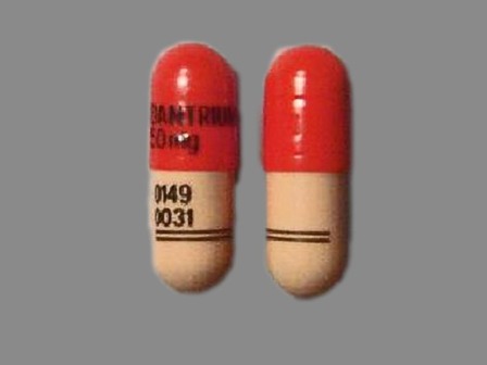 Dantrium 50mg 0149 0031: (42023-125) Dantrium 50 mg Oral Capsule by Jhp Pharmaceuticals LLC