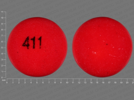 411 round red pill