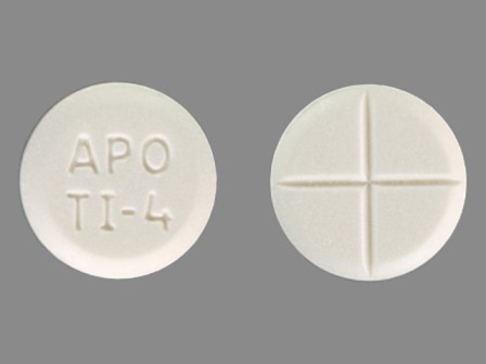 APO TI 4: (60429-242) Tizanidine 4 mg (As Tizanidine Hydrochloride 4.58 mg) Oral Tablet by Golden State Medical Supply, Inc.