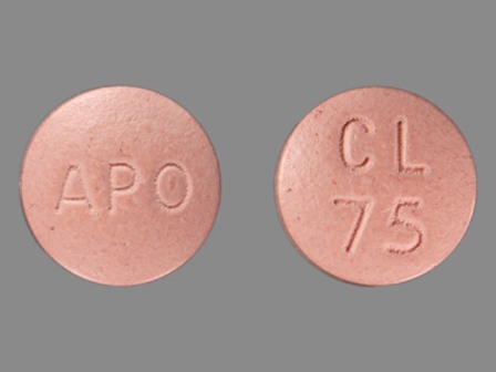 APO CL 75: (60429-301) Clopidogrel 75 mg Oral Tablet, Film Coated by Remedyrepack Inc.