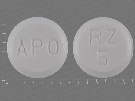 APO RZ 5: (60505-3723) Rizatriptan 5 mg (As Rizatriptan Benzoate 7.265 mg) Disintegrating Tablet by Apotex Corp
