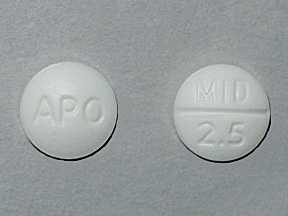 APO MID 2 5: (60687-387) Midodrine Hydrochloride 2.5 mg Oral Tablet by Avpak