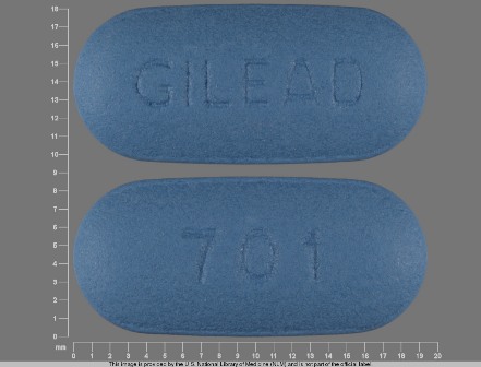 GILEAD 701: (61958-0701) Truvada (Emtricitabine 200 mg / Tenofovir Disoproxil Fumarate 300 mg (Tenofovir Disoproxil 245 mg) ) Oral Tablet by H.j. Harkins Company, Inc.