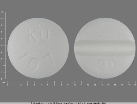 20 KU 107: (62175-107) Isosorbide Mononitrate 20 mg Oral Tablet by Kremers Urban Pharmaceuticals Inc.