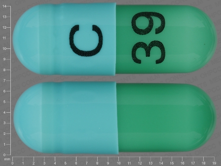 C 39 green and blue capsule