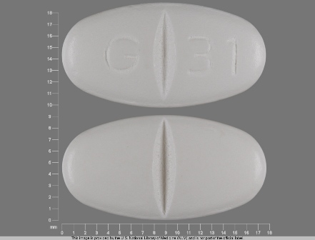 Oblong white tablet G 31