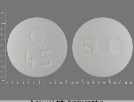 G 45 500: (68462-159) Metformin Hydrochloride 500 mg Oral Tablet by Glenmark Generics Inc., USA