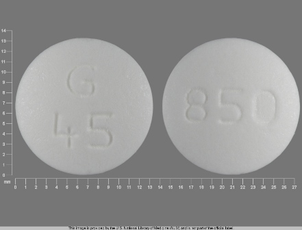 G 45 850: (68462-160) Metformin Hydrochloride 850 mg Oral Tablet by Remedyrepack Inc.