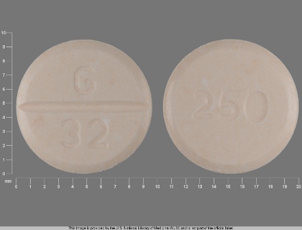 G 32 250: (68462-188) Naproxen 250 mg Oral Tablet by Rebel Distributors Corp