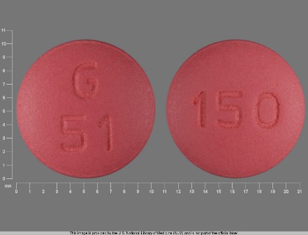 G51 150: Ranitidine 150 mg (As Ranitidine Hydrochloride 168 mg) Oral Tablet